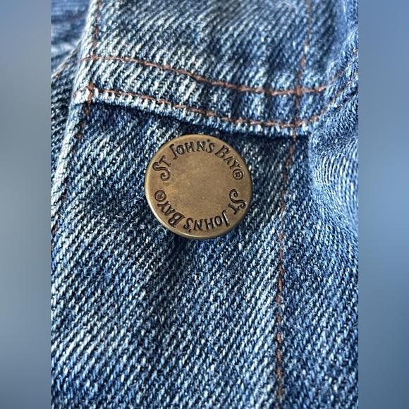 St John’s Bay Jacket Size Small Women’s Blue Denim 3 Button Collared Giacca 90s - Picture 2 of 4
